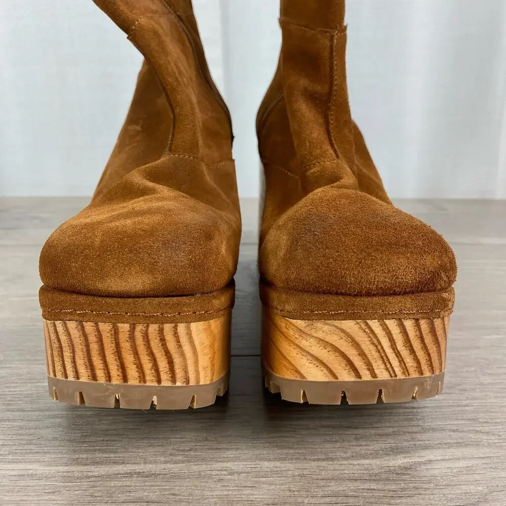 Free People Brown Suede Kenna Platform Lug Sole Clog Boots Sz.41(US 10) NWOB